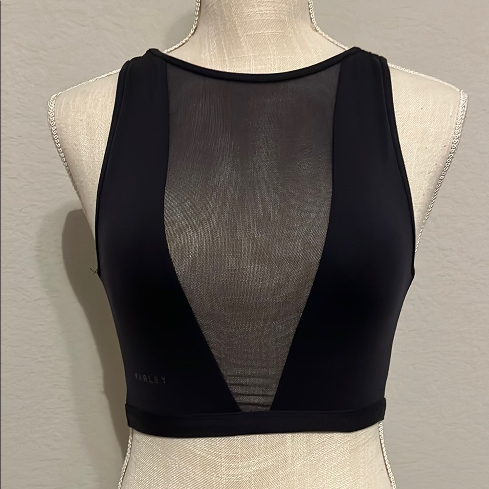 Varley Black Mesh Panel Crop Top